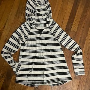 Black white striped textured zip up